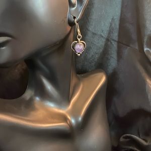 Sterling Silver And Charoite Heart Earrings